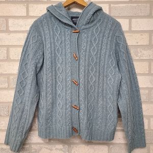 Eddie Bauer Collectibles Wool Blend Cable Knit Blue Sweater Size Large